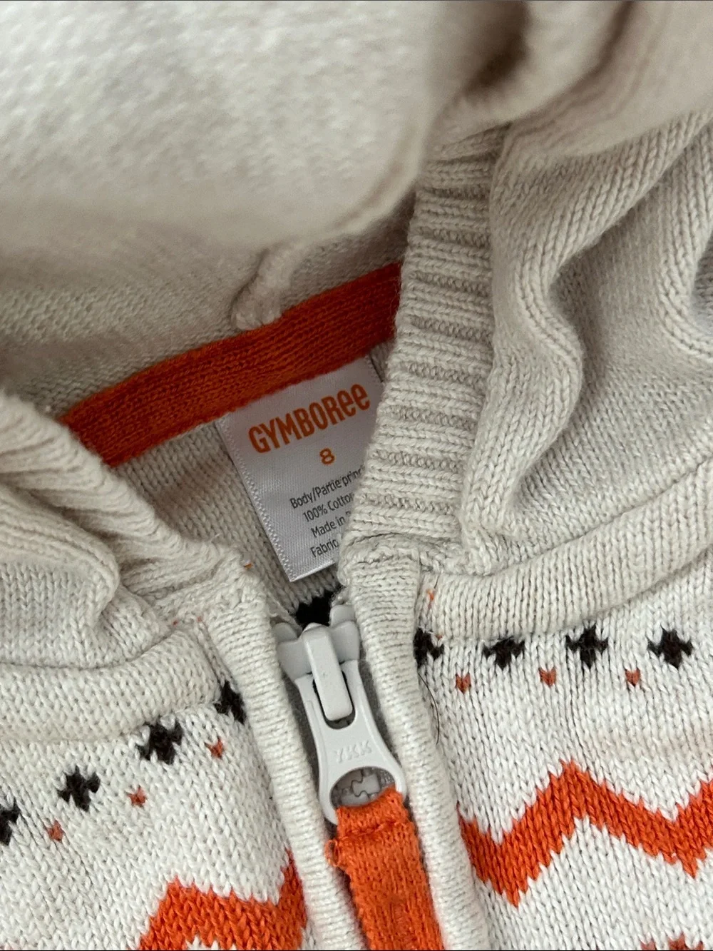 Gymboree Fall Harvest Pumpkin Cream Hooded Zip Cardigan Sweater